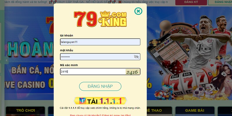 Các bước đăng nhập cụ thể tại nhà cái cá cược 79king
