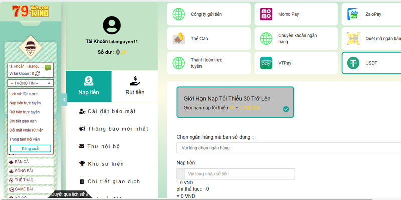 Hướng dẫn các cách thức nạp tiền vào nhà cái 79king cụ thể nhất