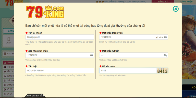 Hướng dẫn quy trình đăng ký 79king chi tiết và cụ thể